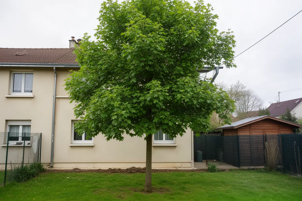 Érable dense avant élagage dans un jardin orléanais